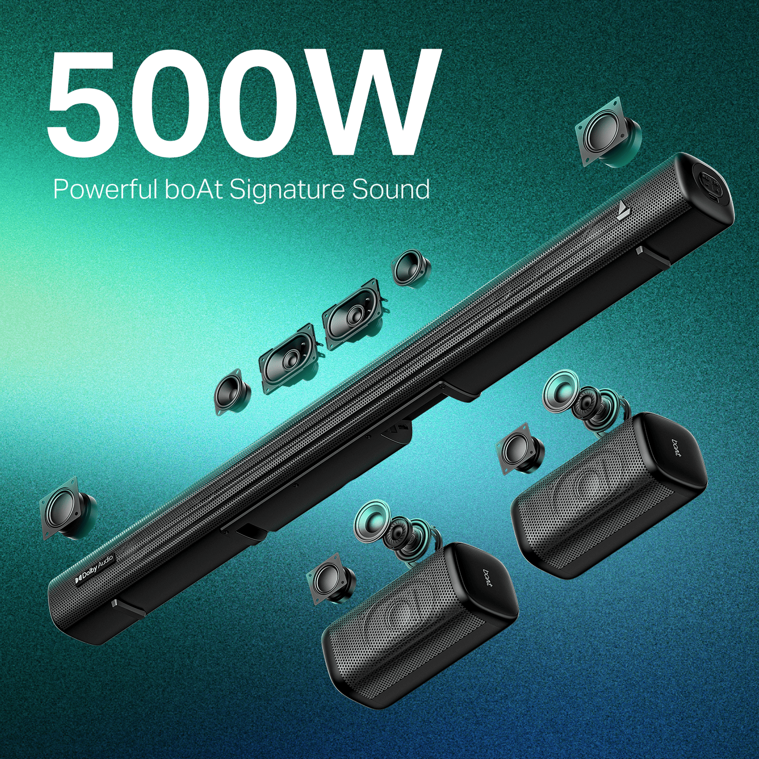 boAt Aavante Prime 5.1 5050D | 500W RMS Soundbar with Dolby Audio, Wireless Subwoofer