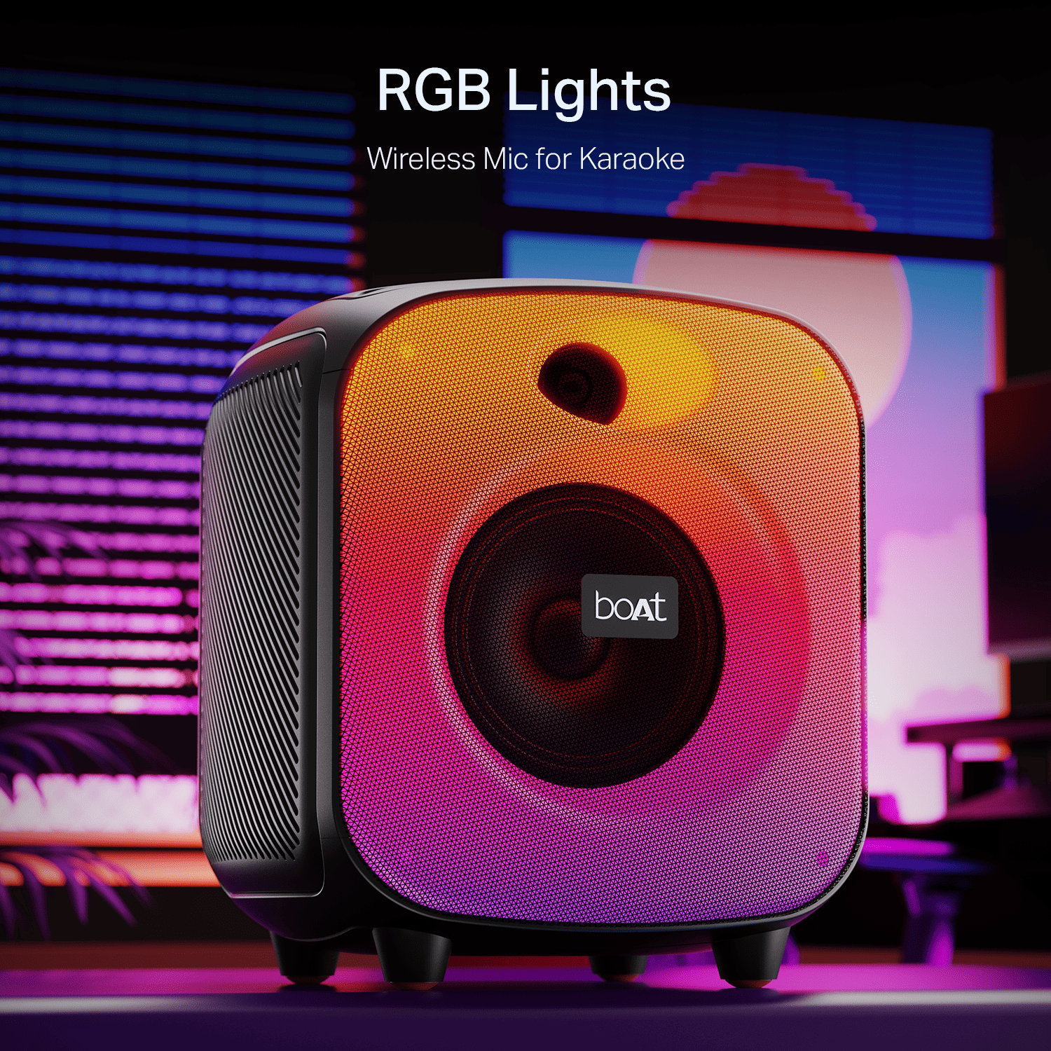 boAt PartyPal 65 Pro | Bluetooth Speaker with 42W Sound, RGB LEDs, Wireless Mic, 8H Playback & TWS