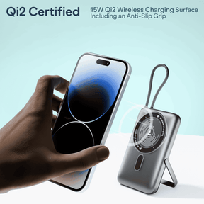 Energyshroom PB330 Pro Magnacharge | 10000mAh Qi2 Magnetic Wireless Powerbank with 15W Wireless Charging, 22.5W Wired Fast Charging & Foldable Stand