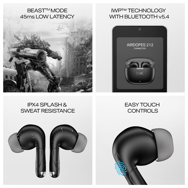boAt Airdopes 212 True Wireless Bluetooth Earbuds with 50 Hours Playback and ENx Tech true wireless earbud price comparison image - view 6