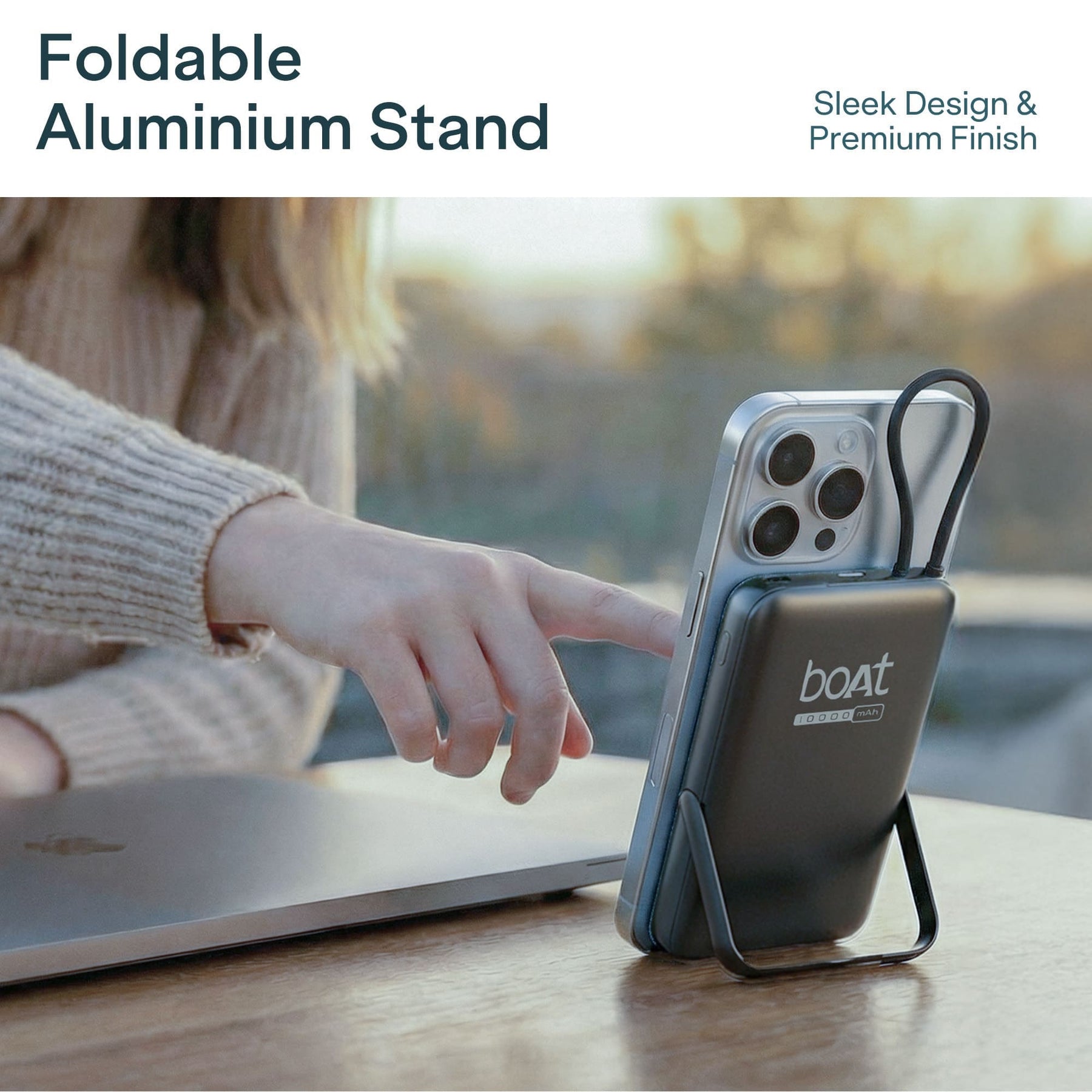 Energyshroom PB330 Pro Magnacharge | 10000mAh Qi2 Magnetic Wireless Powerbank with 15W Wireless Charging, 22.5W Wired Fast Charging & Foldable Stand