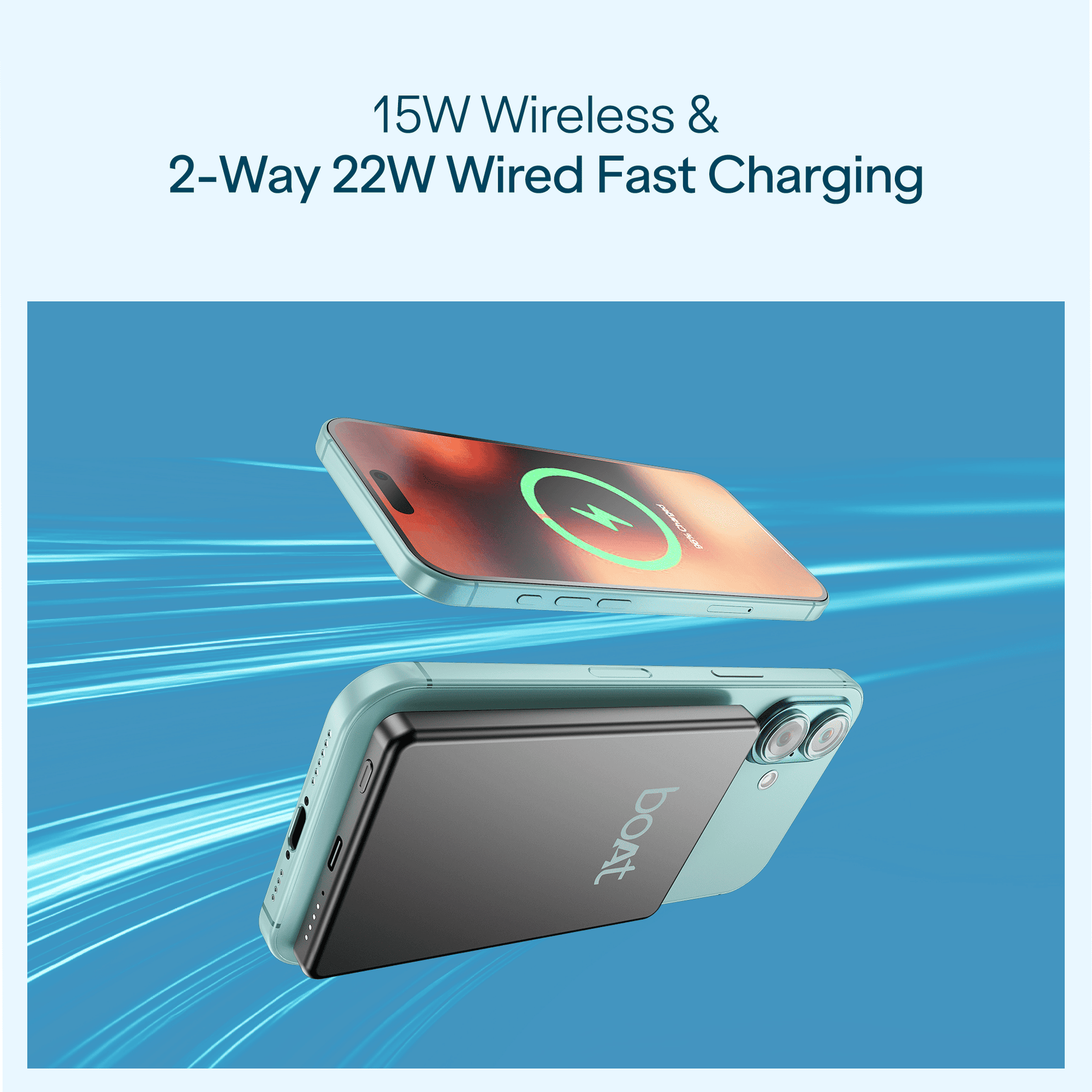 boAt Energyshroom Magnacharge Air | 4800mAh Ultra-Slim Magnetic Wireless Power Bank with 15W Wireless Charging