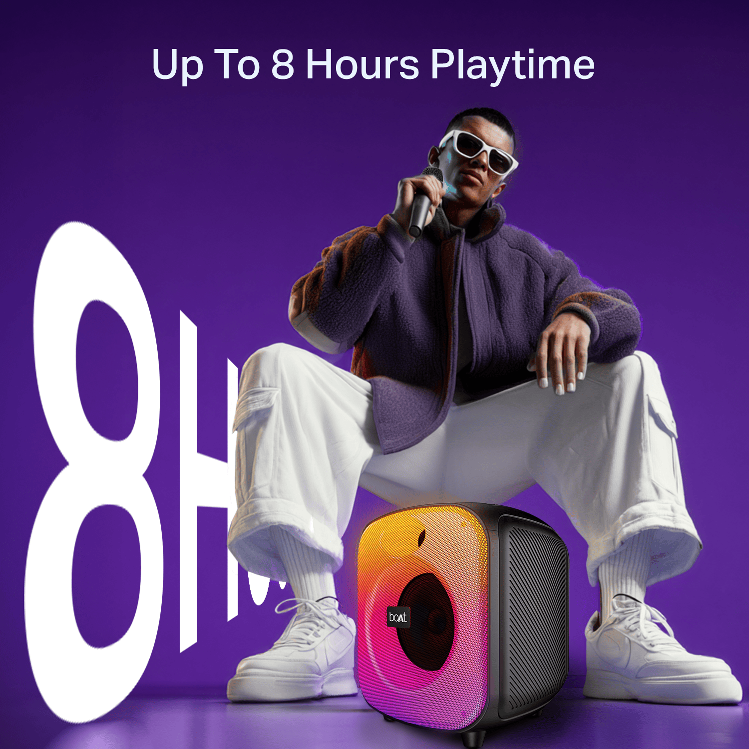 boAt PartyPal 65 Pro | Bluetooth Speaker with 42W Sound, RGB LEDs, Wireless Mic, 8H Playback & TWS