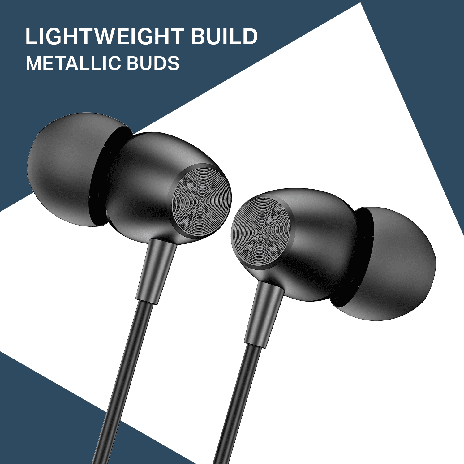 Bassheads 55 | Wired Earphones with 10mm Drivers, Metallic Buds, In-Line Mic & Lightweight Design