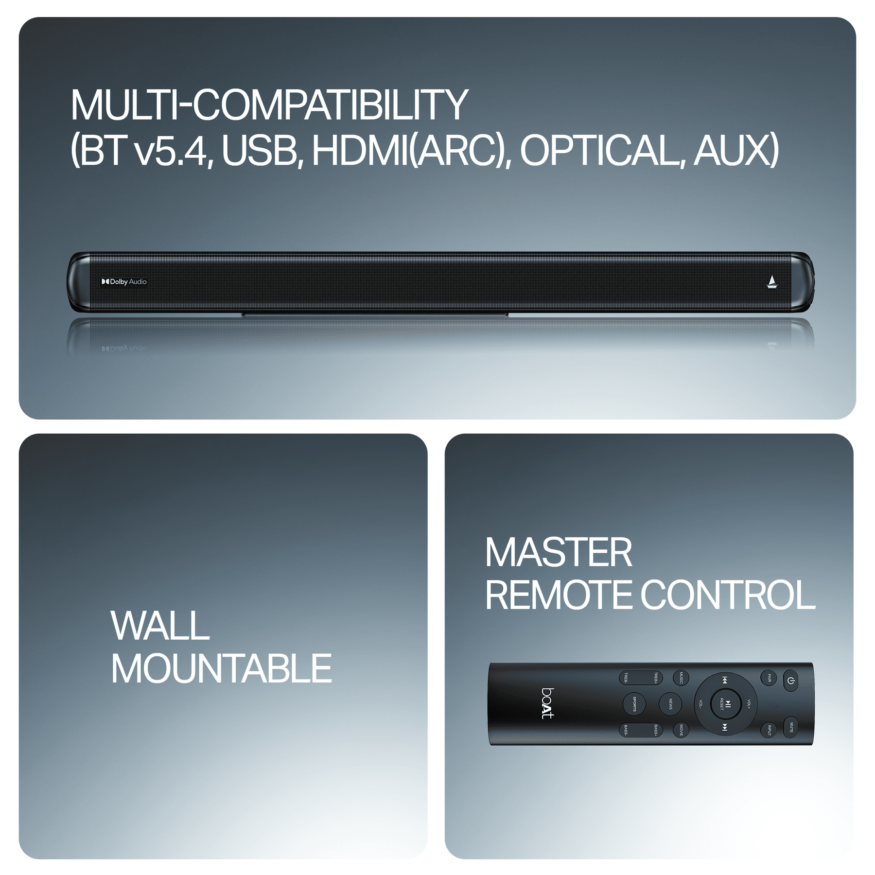 boAt Aavante 2.1 1600D | 160W 2.1 Channel Soundbar with Wired Subwoofer, Multi-Connectivity & EQ Modes