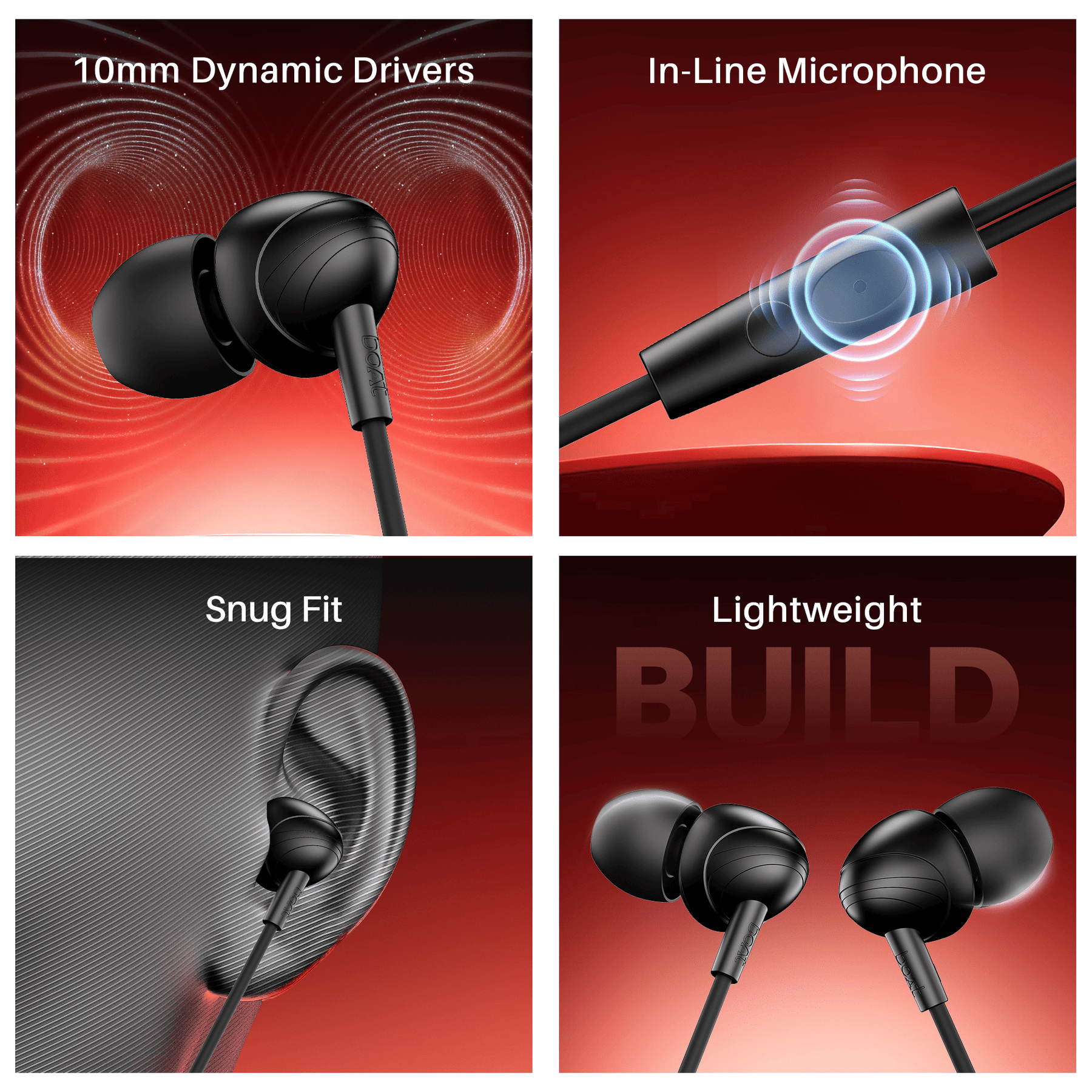 boAt Bassheads 210 | Wired Earphones with 10mm Drivers, Mic & Comfort Fit