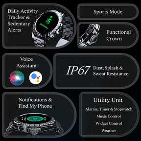 boAt Enigma Z30 | Smartwatch with 1.39" TFT Display, BT Calling, 100+ Watch Faces, Luxurious Metal Body
