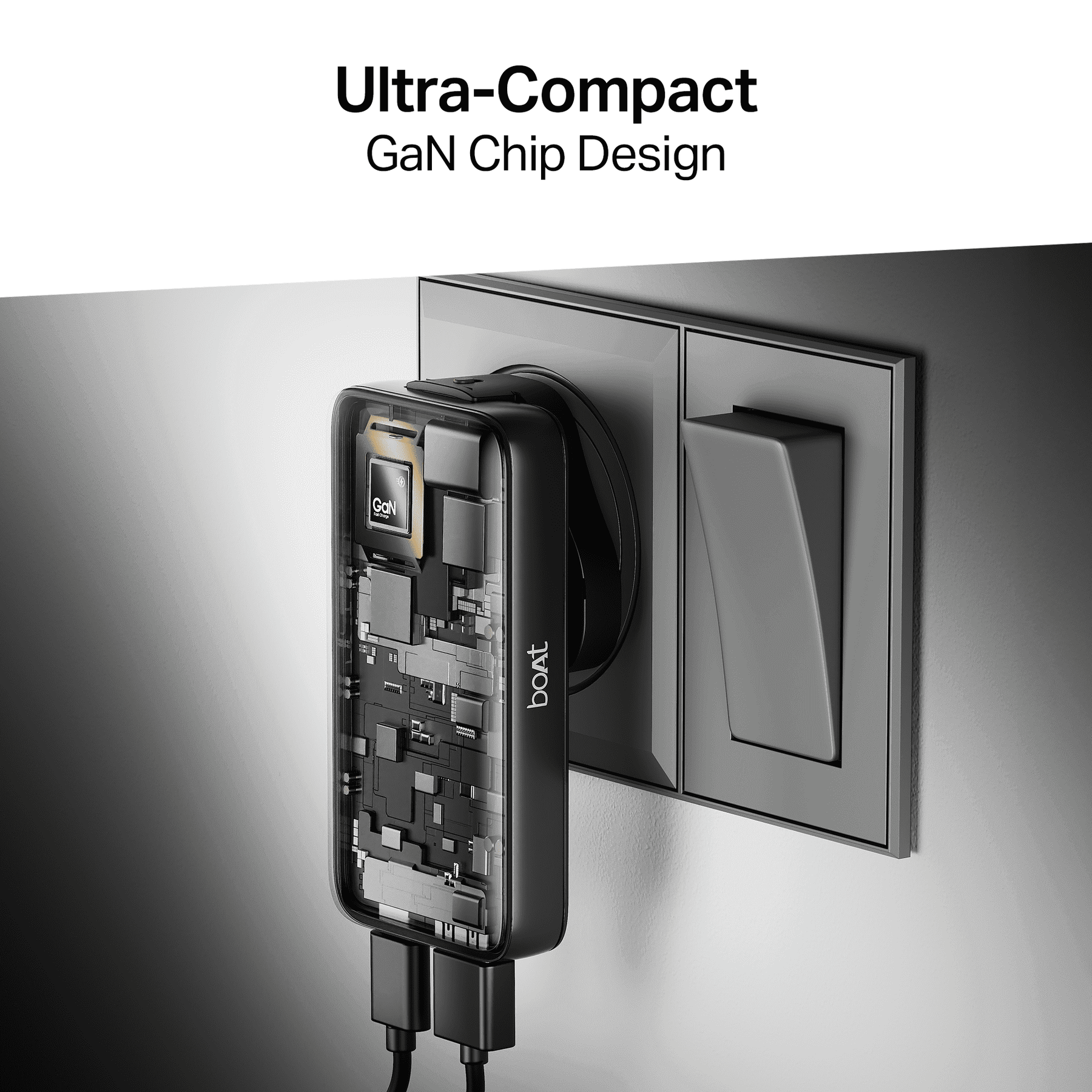 boAt 65W GaN Nano Charger | 65W Fast Charger with GaN Chip, Smart IC Protection & Dual-Port Charging