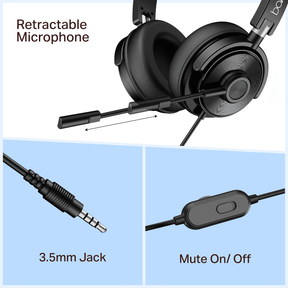 Bassheads 901 Pro | Wired Headset with Retractable Mic, Remote Control & Adjustable Headband