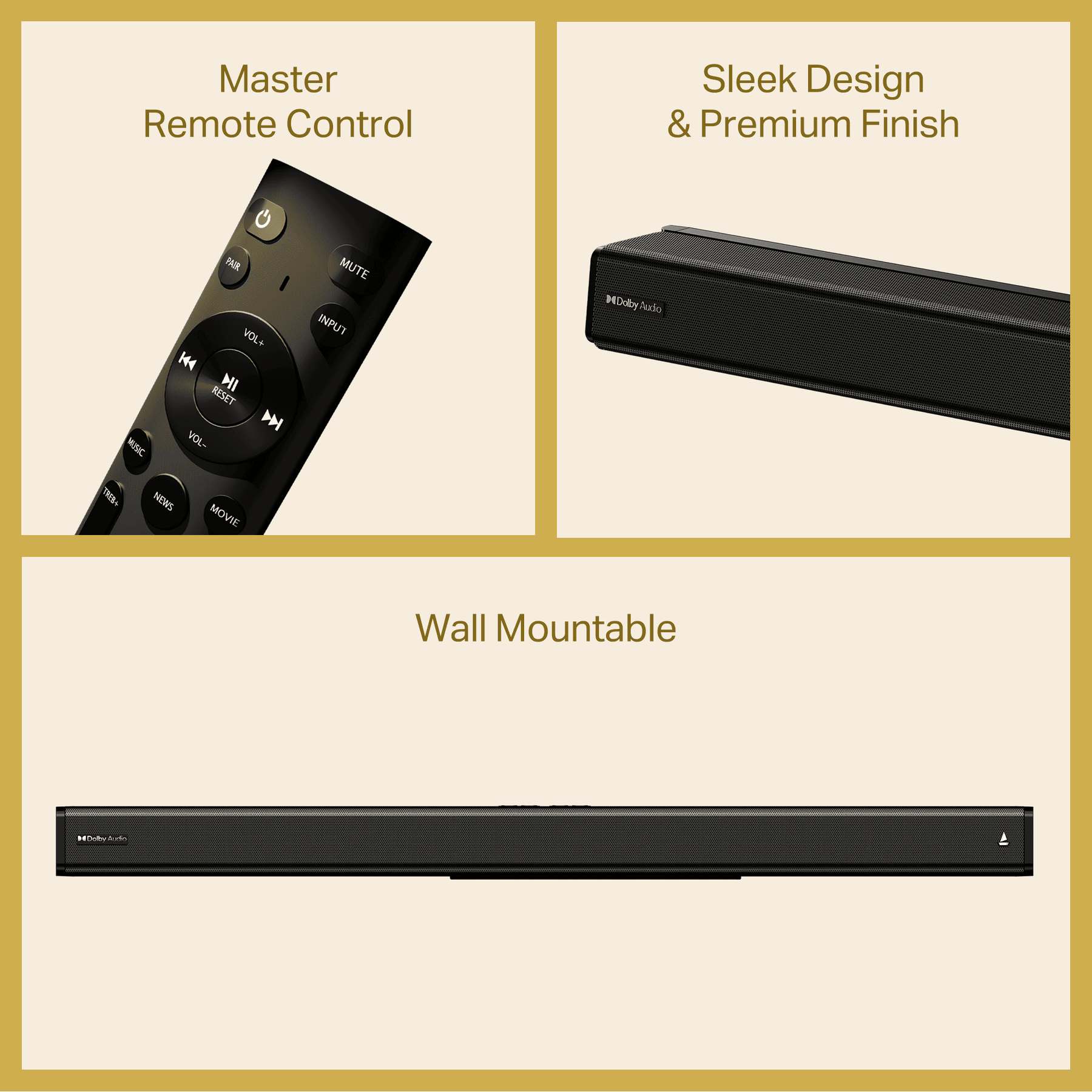 boAt Aavante 2.1 3050D | 2.1 Channel Soundbar with Dolby Audio, Wireless Subwoofer & 300W RMS Sound