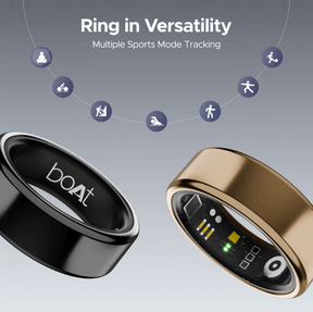 boAt Smart Ring Active | Smart Ring with Stainless Steel Design, 90% Lighter, Health Monitoring, Magnetic Charging Case