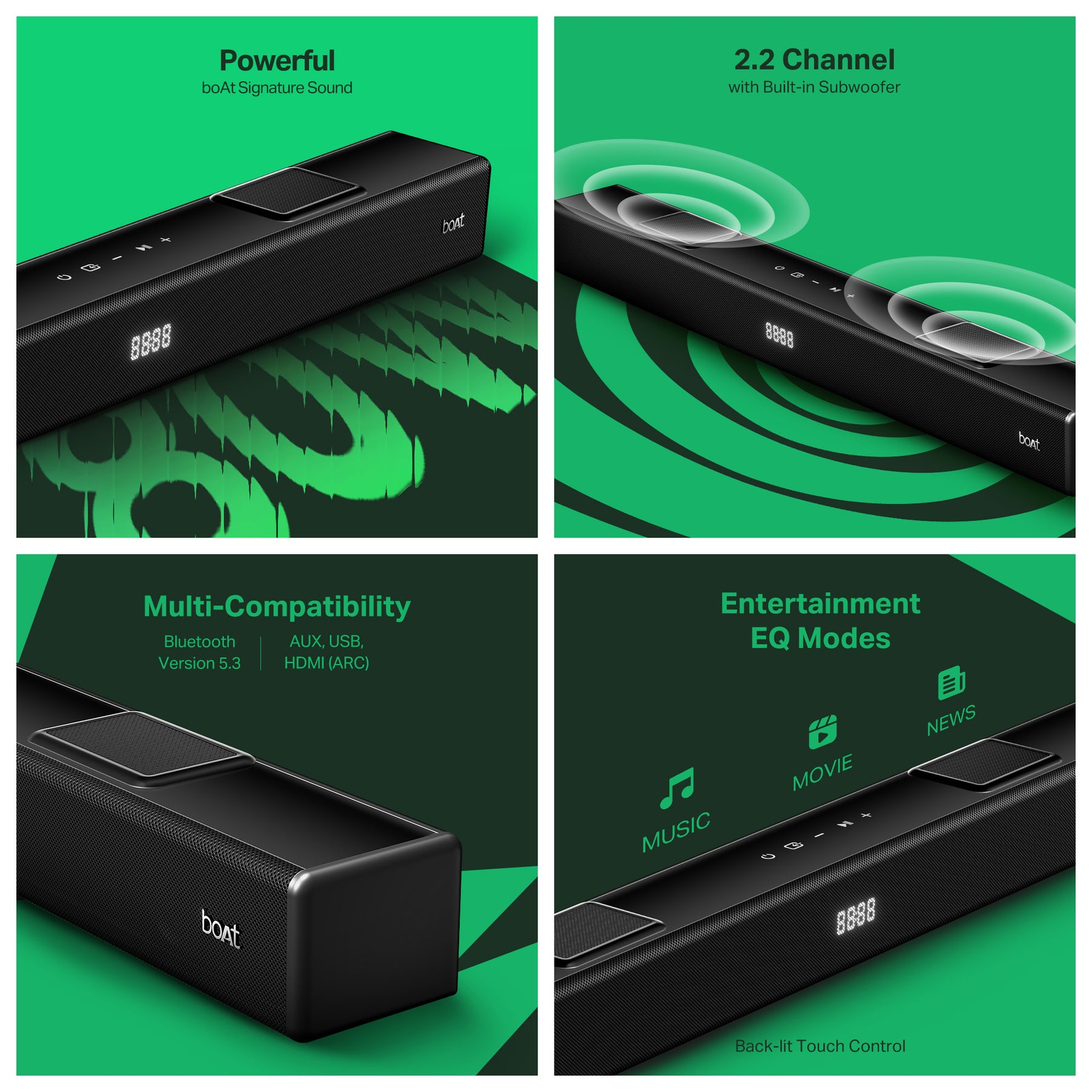 boAt Aavante 2.2 800 | 2.2 Channel Soundbar with 80W Audio, EQ Modes & Bluetooth v5.3