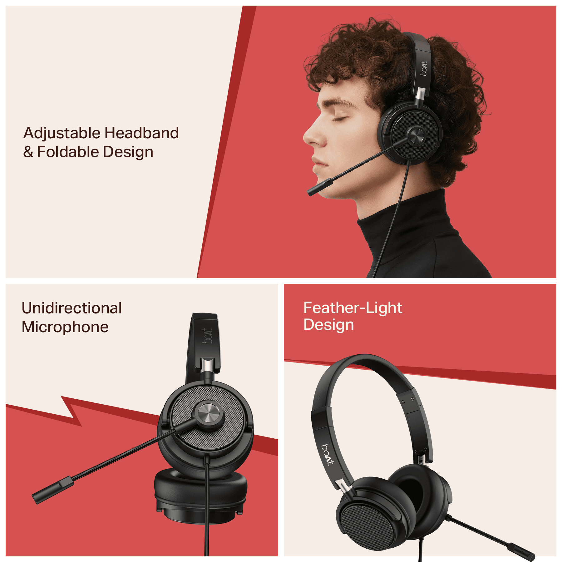 Bassheads 900 C Pro | USB Type-C Wired Headset with Retractable Mic, Remote Control & Adjustable Headband