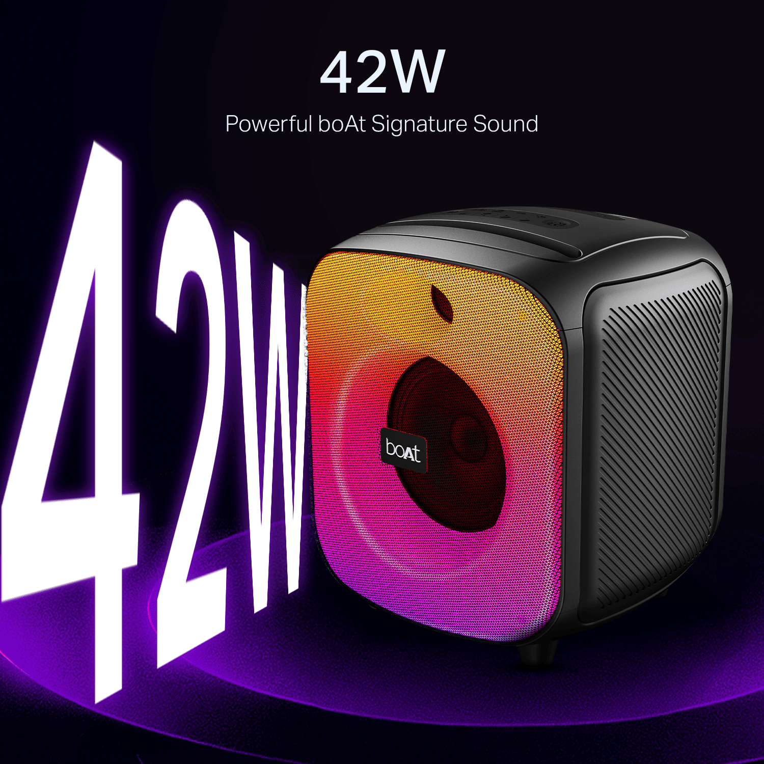 boAt PartyPal 65 Pro | Bluetooth Speaker with 42W Sound, RGB LEDs, Wireless Mic, 8H Playback & TWS