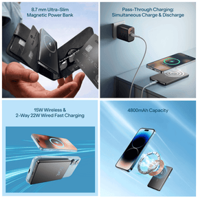 boAt Energyshroom Magnacharge Air | 4800mAh Ultra-Slim Magnetic Wireless Power Bank with 15W Wireless Charging