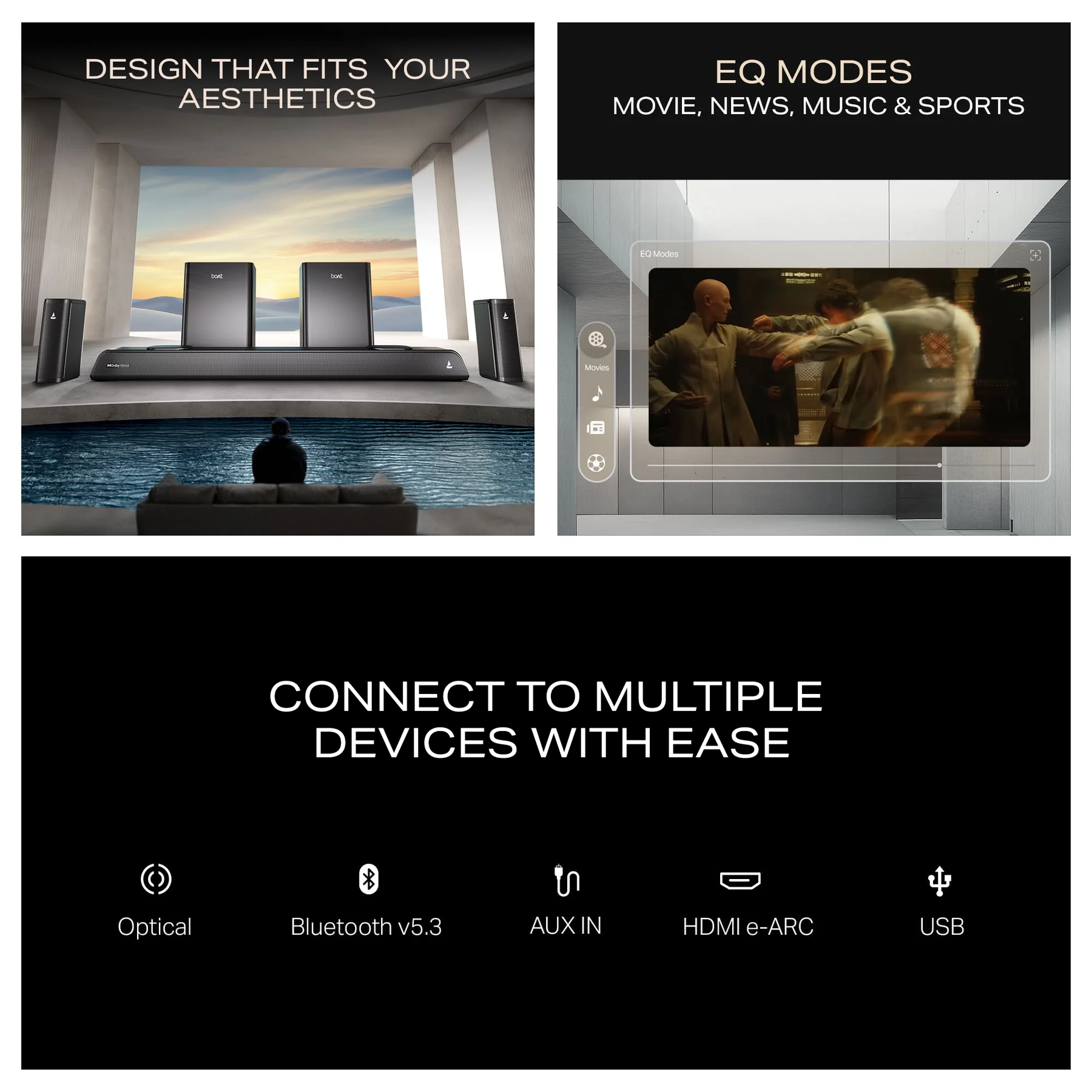 boAt Aavante Prime 5.2.4 6250DA | 625W 5.2.4 Channel Soundbar with Dolby Atmos, Dual Subwoofers & Wireless Rear Satellites