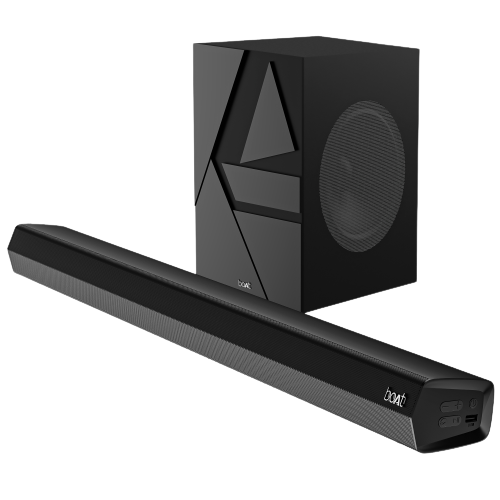 boAt Aavante Bar Quake | 200W RMS boAt Signature Sound, 2.1 Channel Soundbar with Wired Subwoofer, Entertainment EQ Modes, Bluetooth v5.3, USB, AUX, HDMI (ARC)