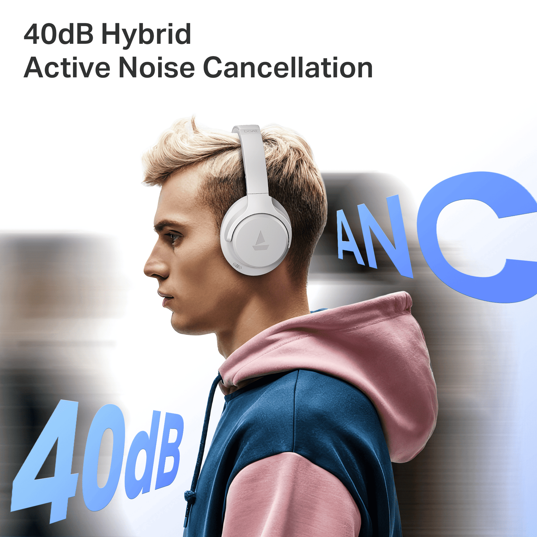 boAt Rockerz 512 ANC Wireless Headphones with 40dB Hybrid ANC, 80H Playback boAt Signature Sound