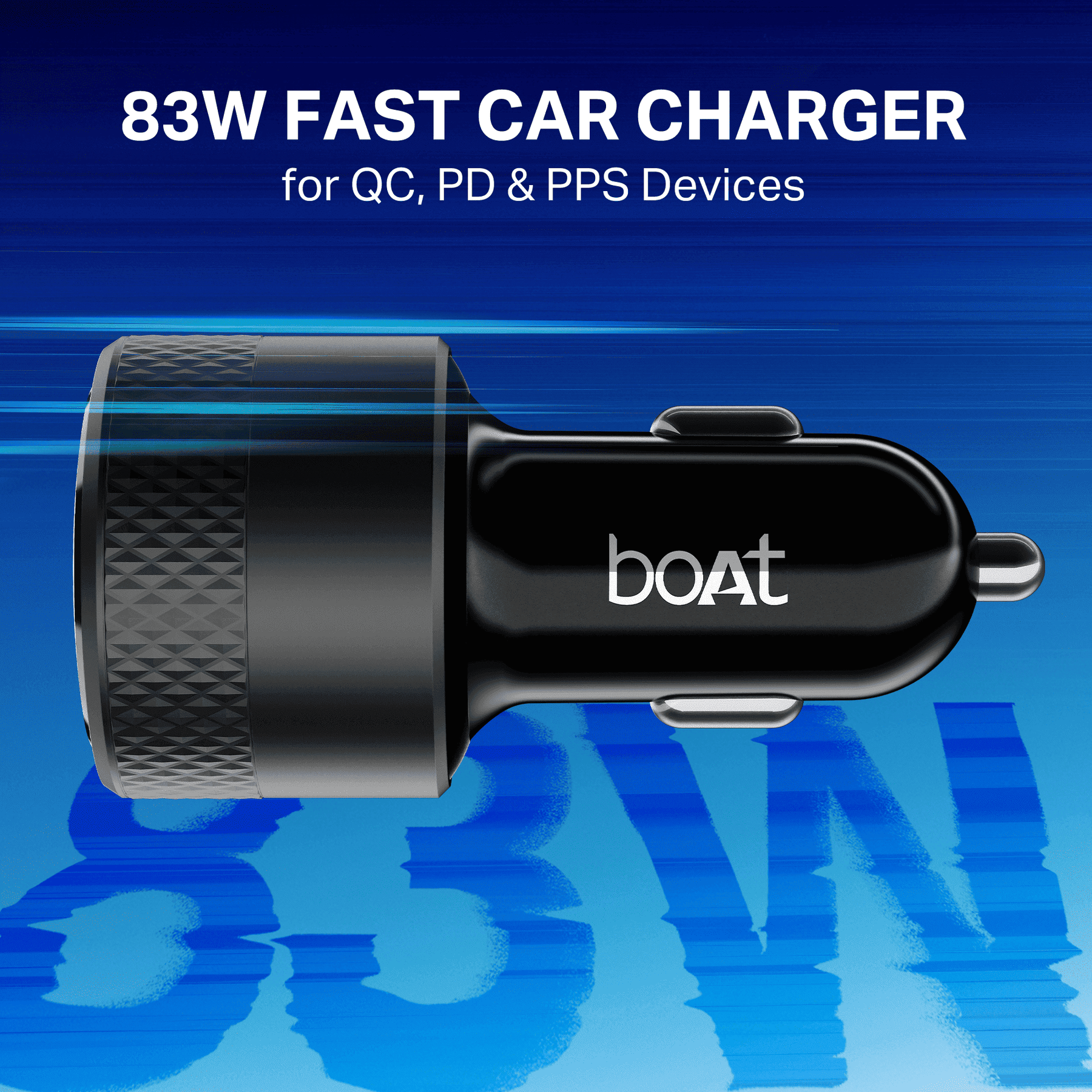 boAt 83W Fast Car Charger | 83W Dual-Port Car Charger with QC, PD & PPS, 12-Layer Smart IC Protection
