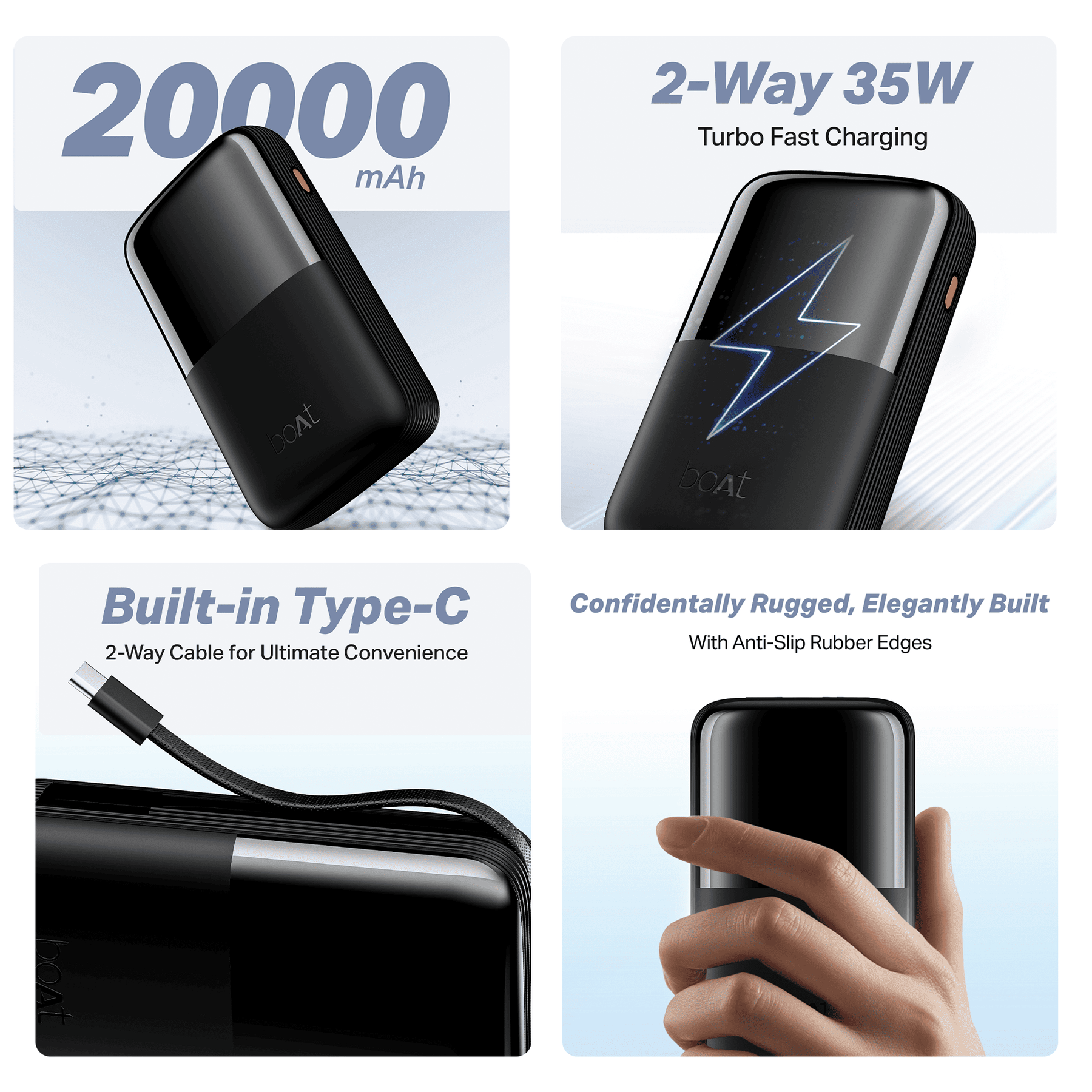 Energyshroom PB400 Turbo X | Powerbank with 35W Fast Charging, 20000mAh, 12-Layer Protection, 3 Output Ports