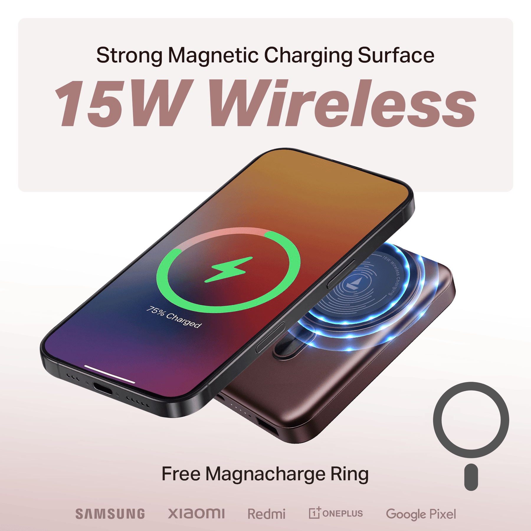 Energyshroom PB331 Magnacharge | Powerbank with 22.5W Fast Charging, 10,000mAh, 15W Magnetic Wireless Charging, 12-Layer Smart IC Protection, 3 Output Ports