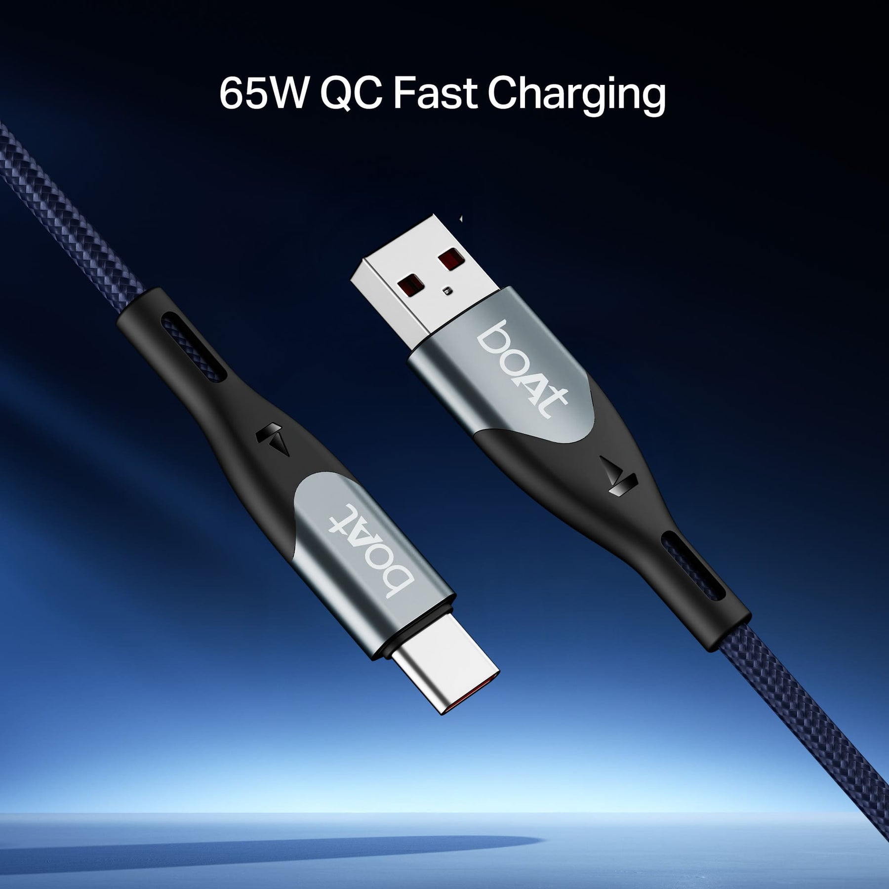 boAt Type A to C 65W Cable | Fast Charging Cable with 65W Output, 480 Mbps Data Sync & Nylon Braided Skin