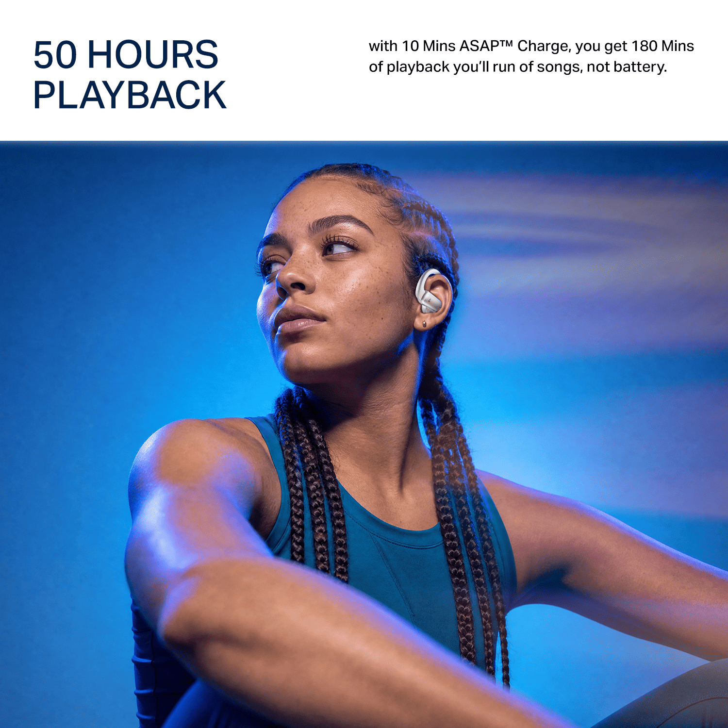 boAt Airdopes Stride | Open-Ear Earbuds with 50 Hours Playback & Spatial Audio