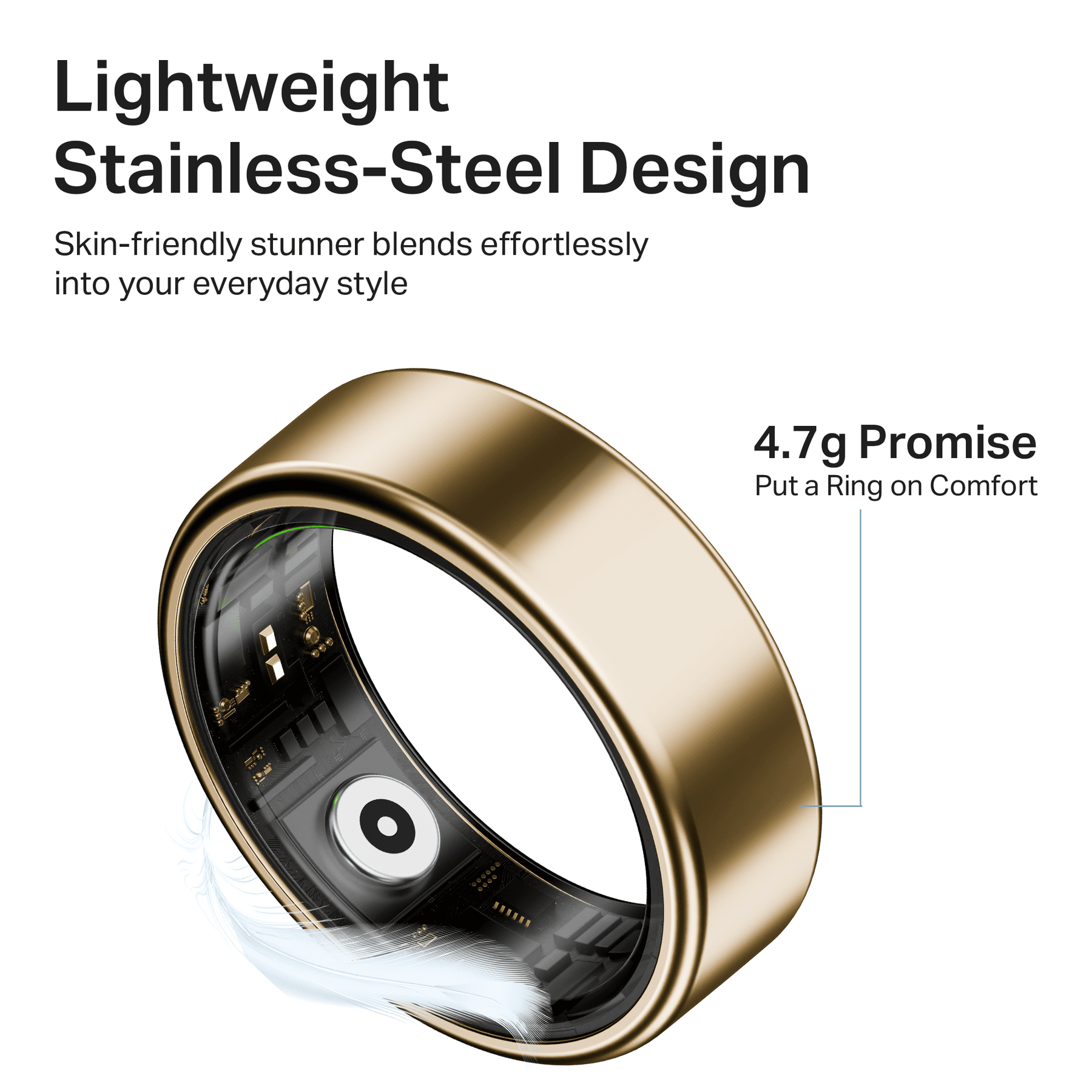 Smart Ring Active Plus | Smart Ring with Health Monitoring, Wireless Charging, Stainless Steel Build