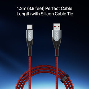 boAt Type A to C 65W Cable | Fast Charging Cable with 65W Output, 480 Mbps Data Sync & Nylon Braided Skin