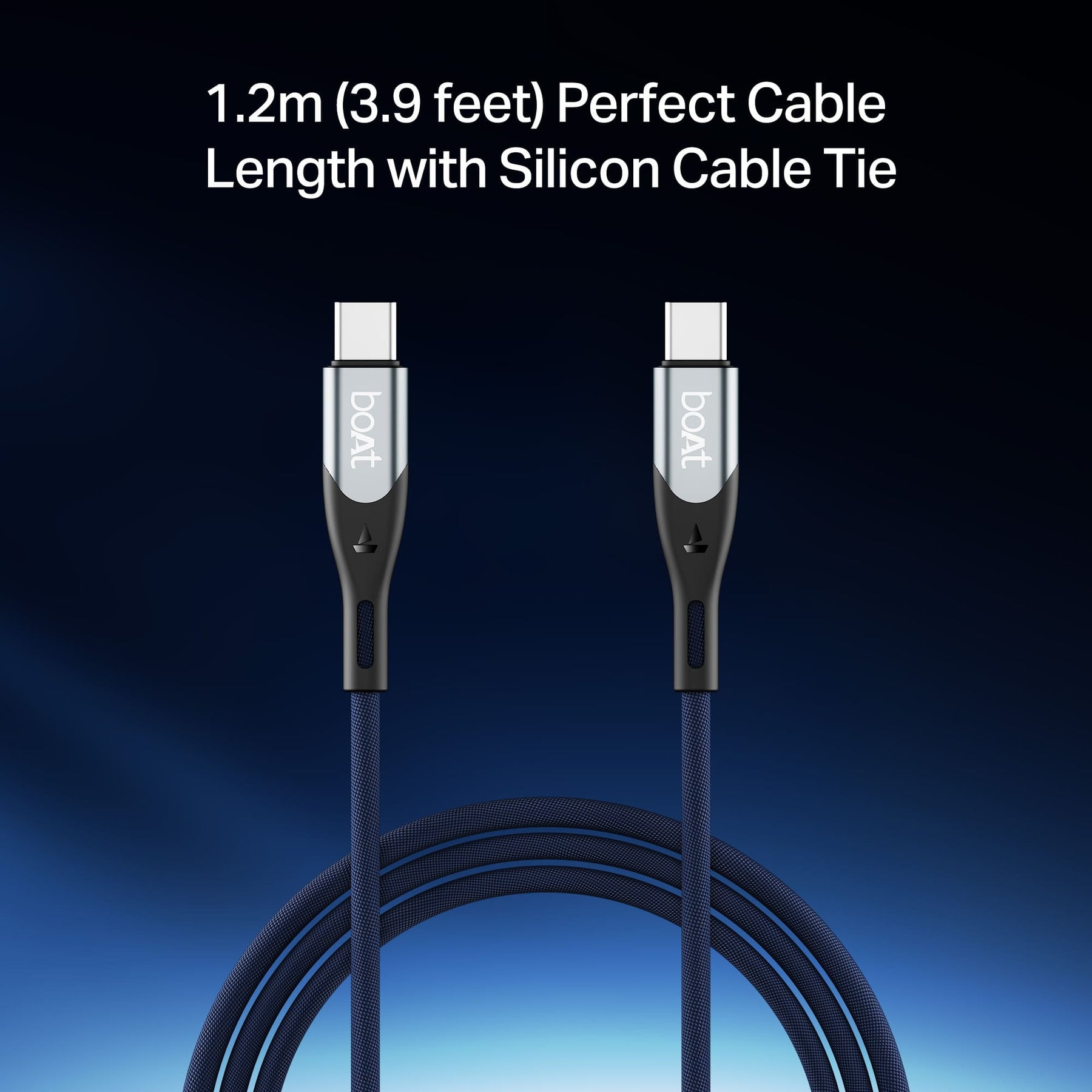 boAt Type C to C 65W Cable | Fast Charging Cable with 65W Output, 480 Mbps Data Sync & Nylon Braided Skin