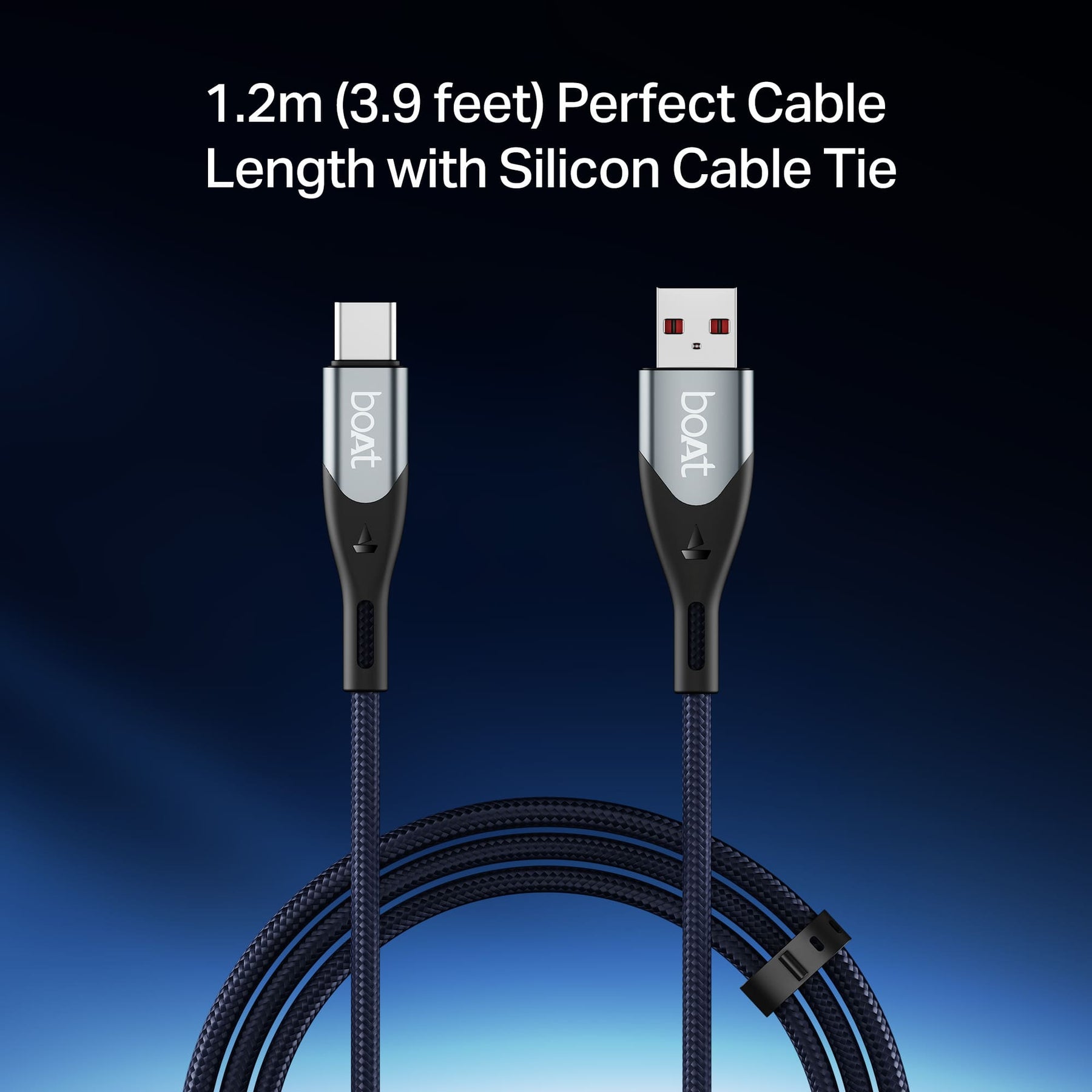 boAt Type A to C 65W Cable | Fast Charging Cable with 65W Output, 480 Mbps Data Sync & Nylon Braided Skin
