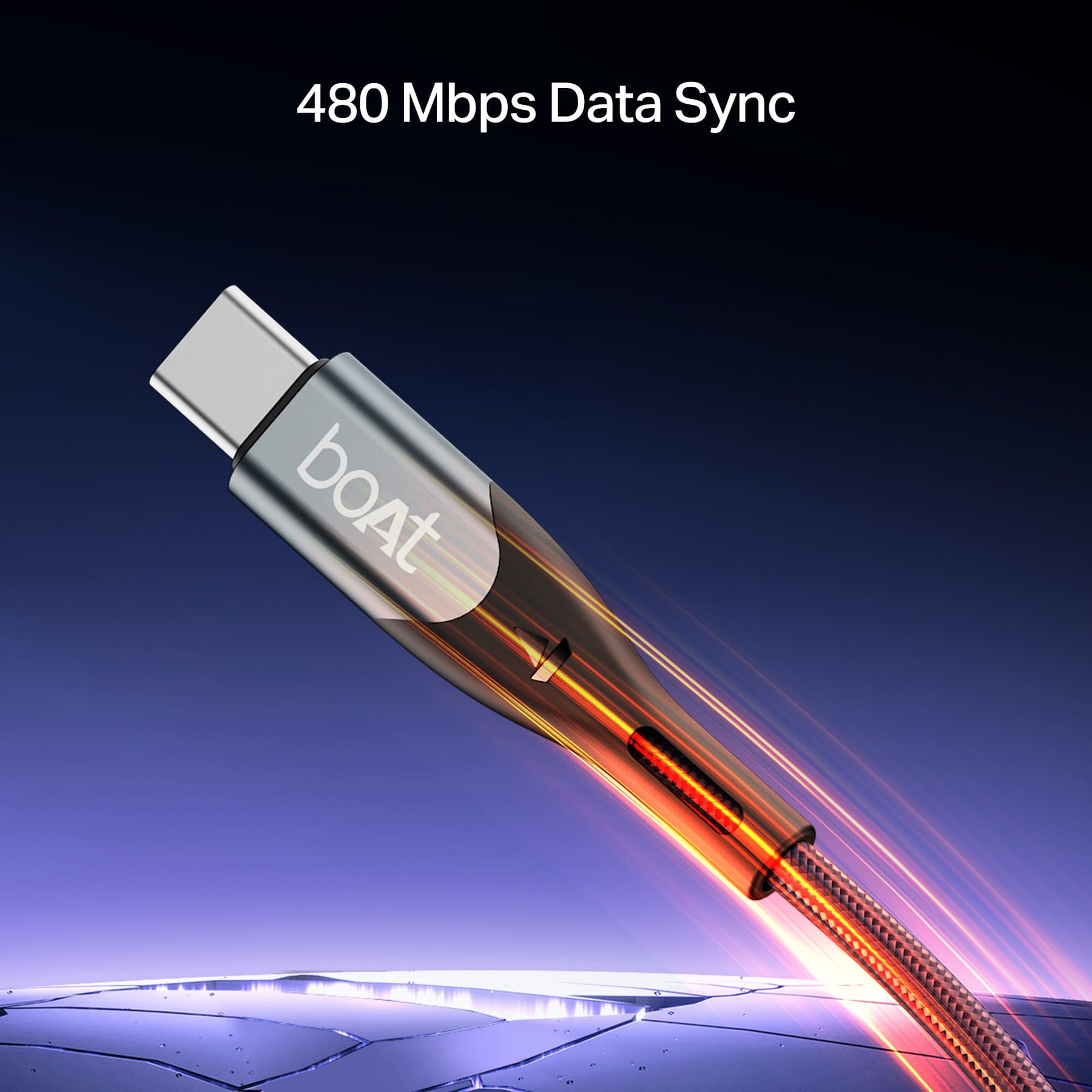 boAt Type A to C 65W Cable | Fast Charging Cable with 65W Output, 480 Mbps Data Sync & Nylon Braided Skin