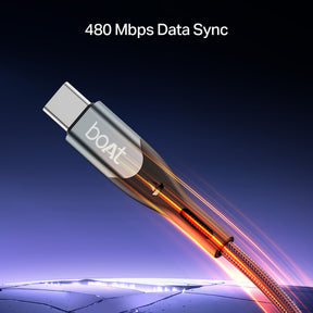 boAt Type A to C 65W Cable | Fast Charging Cable with 65W Output, 480 Mbps Data Sync & Nylon Braided Skin