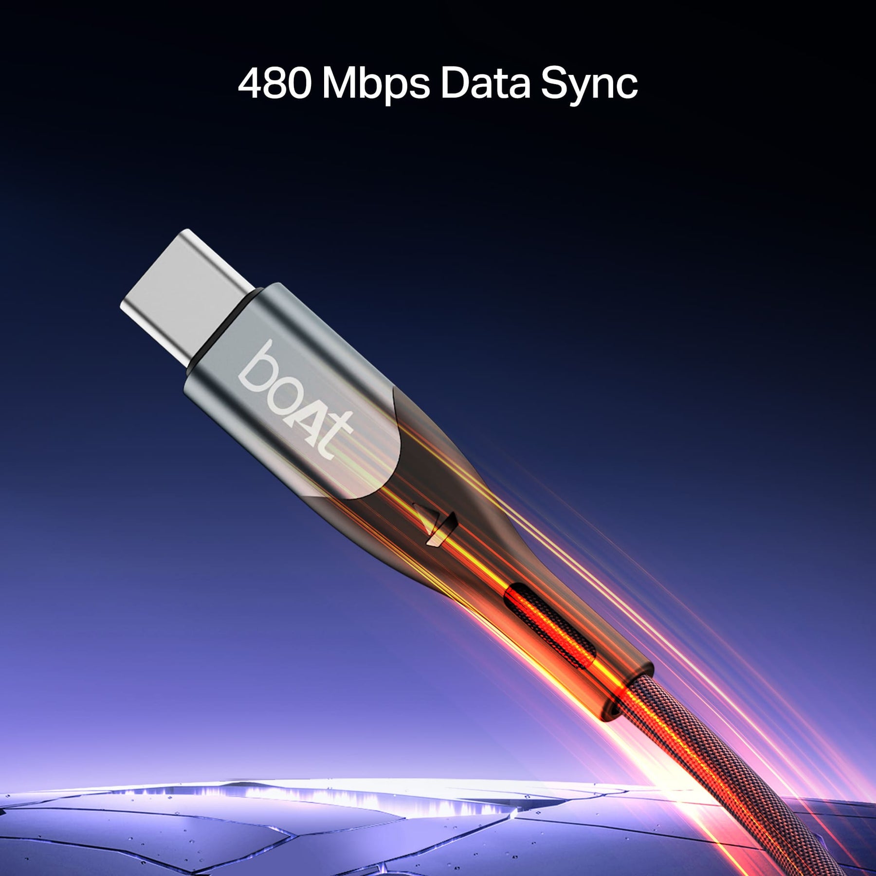 boAt Type C to C 65W Cable | Fast Charging Cable with 65W Output, 480 Mbps Data Sync & Nylon Braided Skin