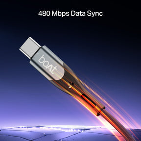 boAt Type C to C 65W Cable | Fast Charging Cable with 65W Output, 480 Mbps Data Sync & Nylon Braided Skin
