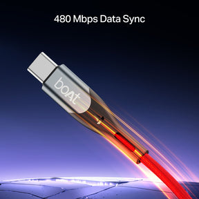 boAt Type A to C 65W Cable | Fast Charging Cable with 65W Output, 480 Mbps Data Sync & Nylon Braided Skin