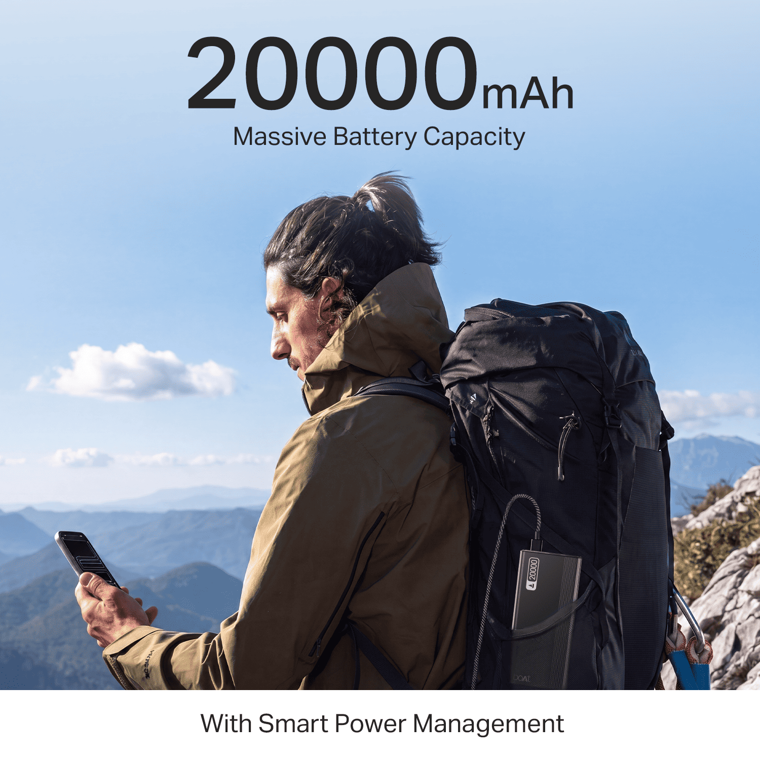 Energyshroom PB401 | Powerbank with 20000mAh Lithium Polymer Battery, Multiple Ports for Simultaneous Charging
