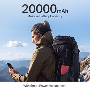 Energyshroom PB401 | Powerbank with 20000mAh Lithium Polymer Battery, Multiple Ports for Simultaneous Charging
