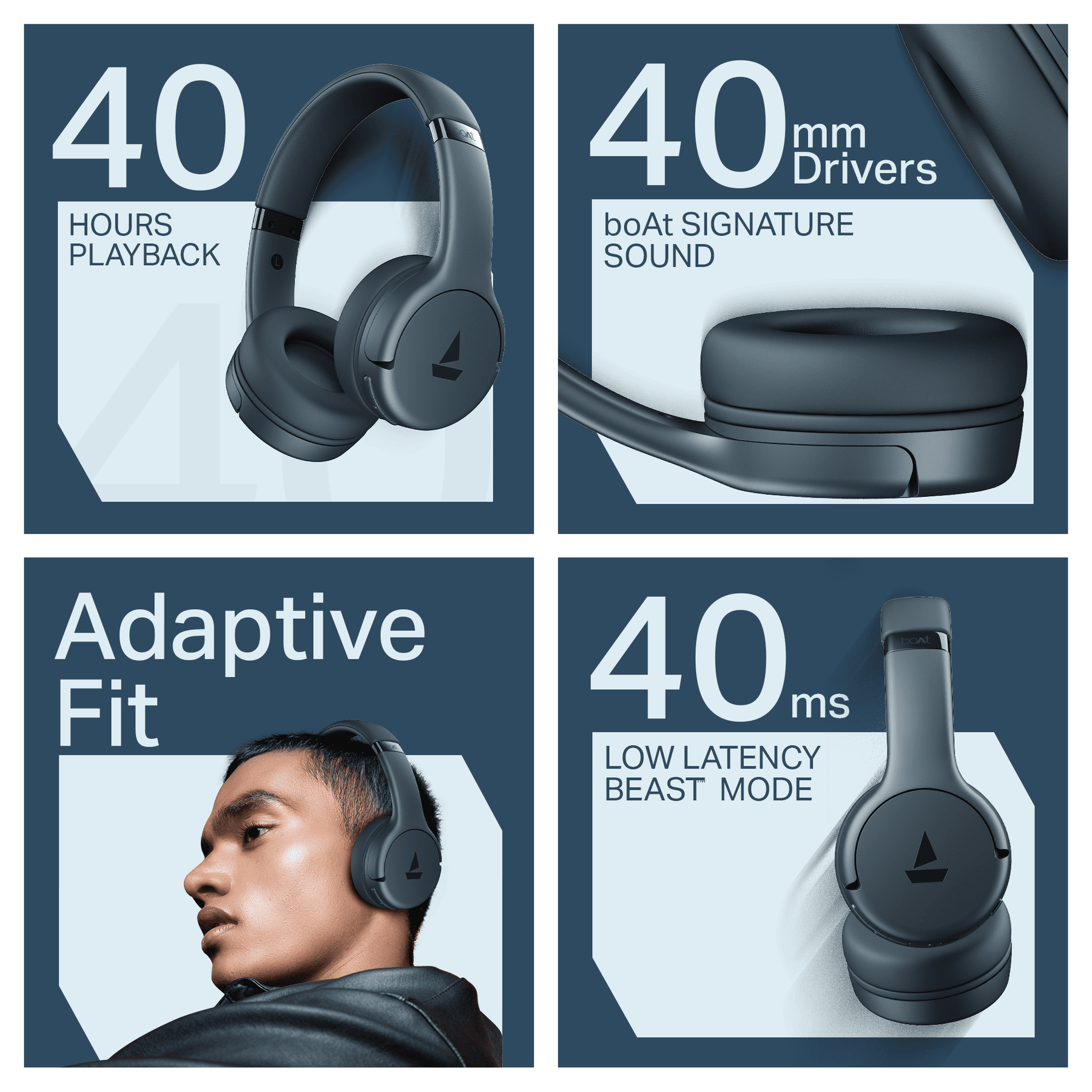 boAt Rockerz 411 | Wireless Headphones with 40mm Drivers, BEAST™ Mode, ENx™ Tech & 40H Playback