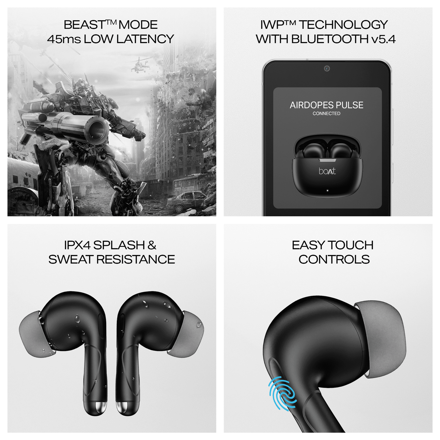 boAt Airdopes Pulse Wireless Earbuds with 50H Playback, BEAST™ Mode ENx™ Calling