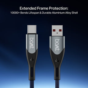 boAt Type A to C 65W Cable | Fast Charging Cable with 65W Output, 480 Mbps Data Sync & Nylon Braided Skin