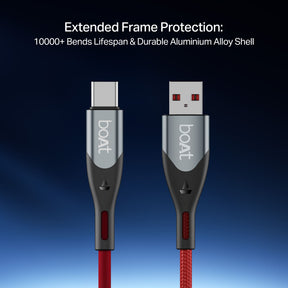 boAt Type A to C 65W Cable | Fast Charging Cable with 65W Output, 480 Mbps Data Sync & Nylon Braided Skin