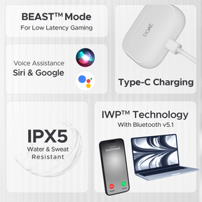 boAt Airdopes 161 | Wireless Earbuds with Massive Playback of upto 40 Hours, IPX5 Water & Sweat Resistance, IWP Technology, Type C Interface