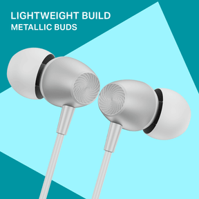Bassheads 55 | Wired Earphones with 10mm Drivers, Metallic Buds, In-Line Mic & Lightweight Design