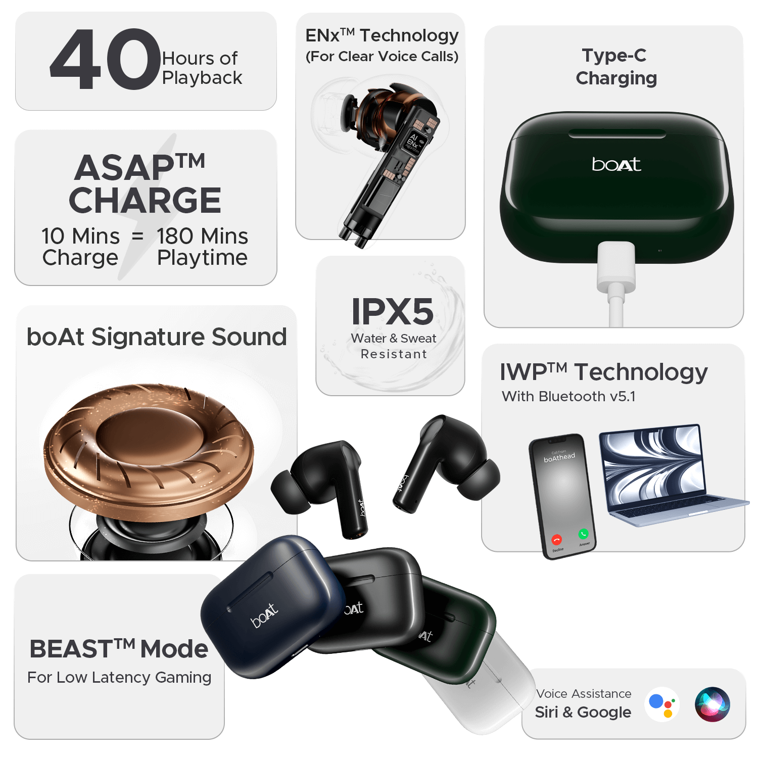 boAt Airdopes 161 SS Edition | TWS Earbuds with Massive Playback of upto 40 Hours, IPX5 Water & Sweat Resistance, IWP Technology, Type C Interface