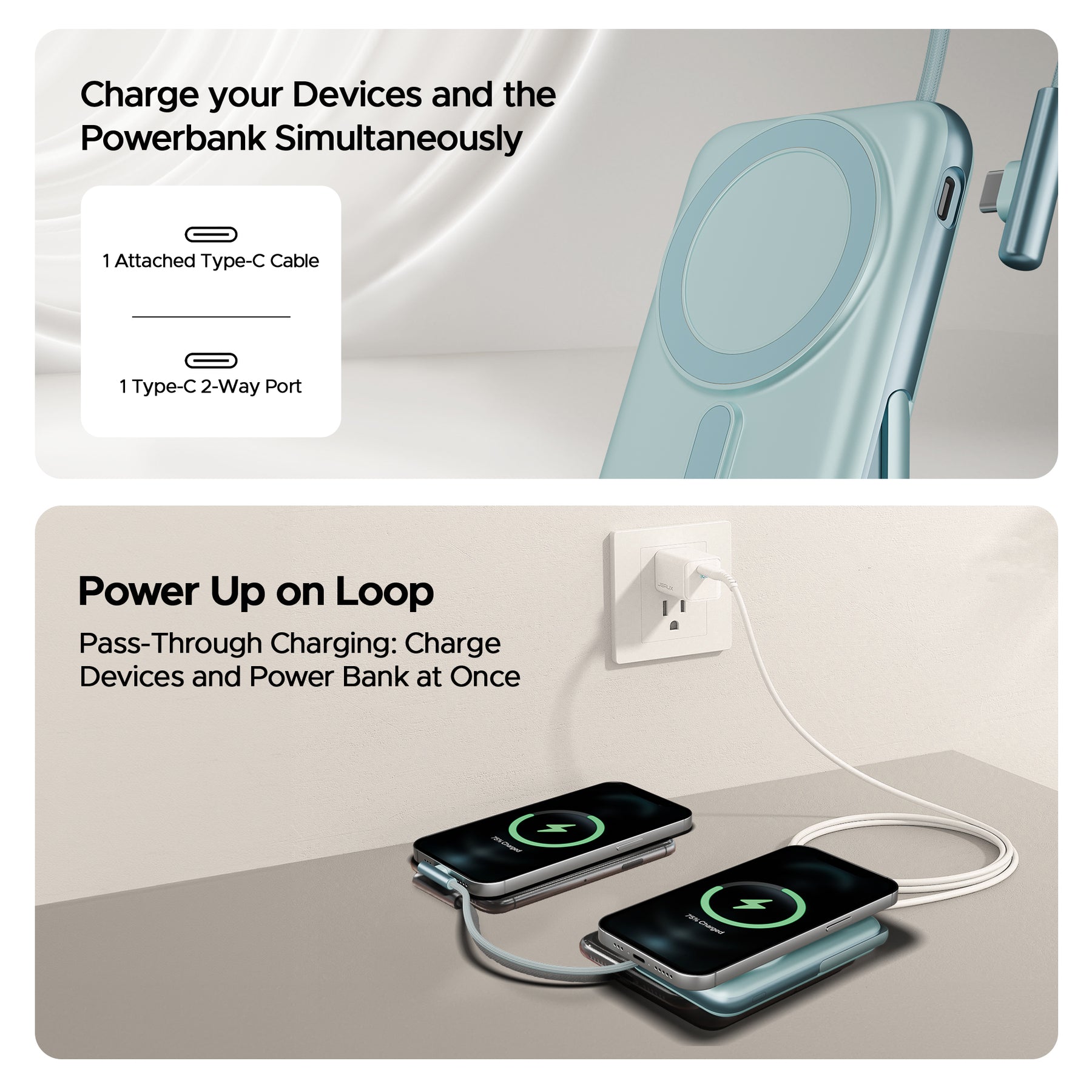 boAt EnergyShroom PB330  Magnacharge | 10000mAh magnetic wireless power bank with 15 W wireless charging, LED battery display, 12 Layer Smart IC Protection