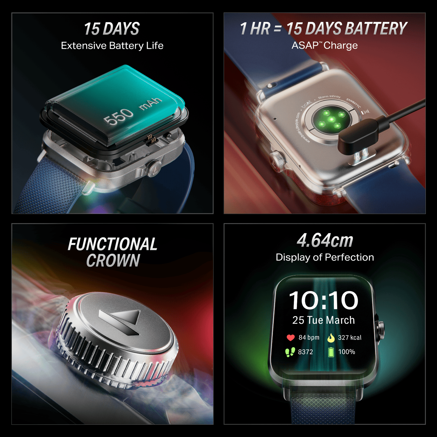 boAt Storm Infinity | Smartwatch with 1.83" HD Display, ASAP Charge, 15-Day Battery Life, Functional Crown, BT v5.4