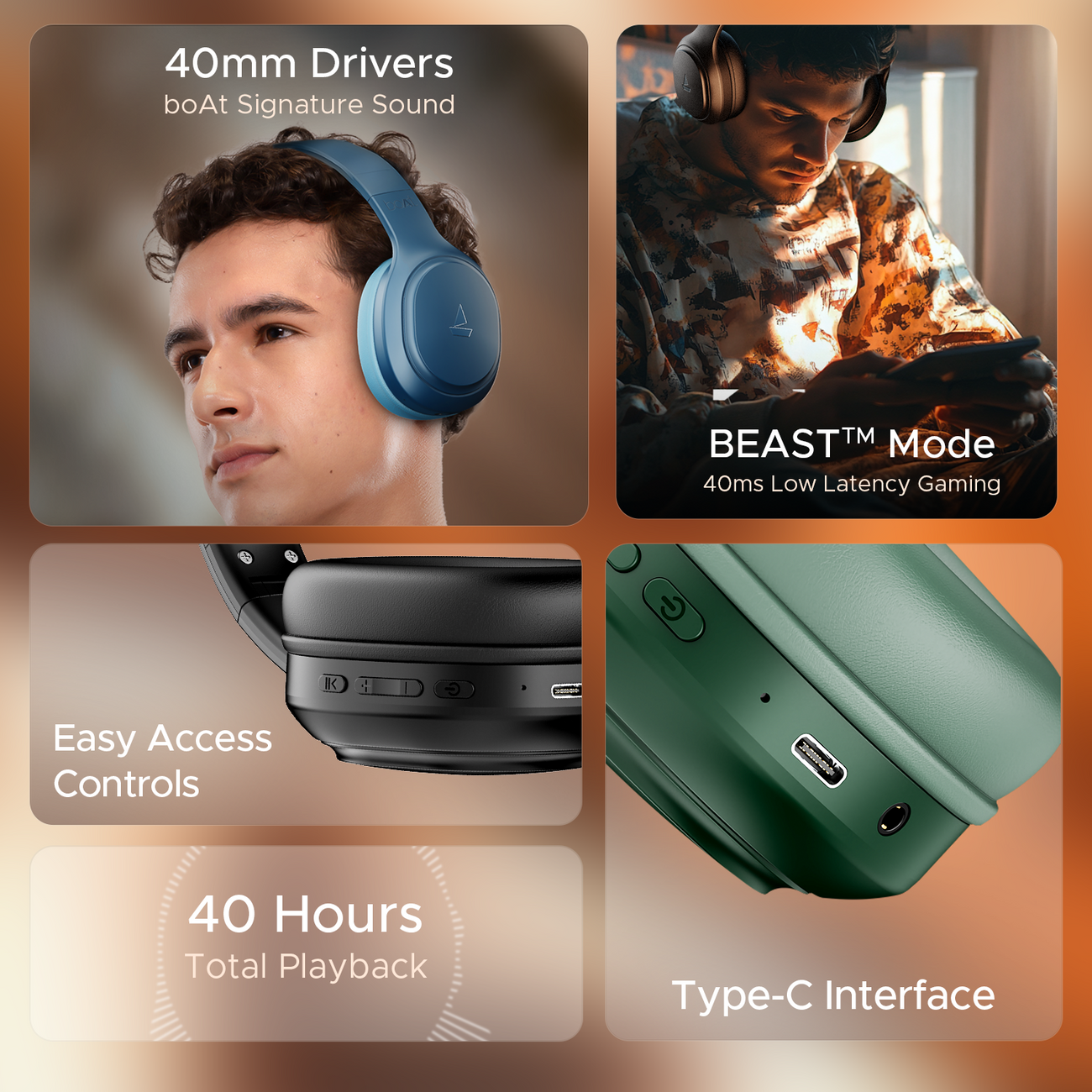 boAt Rockerz 430 Wireless Bluetooth Headphones with 40 Hours Playback, BEAST Mode, and Mic headphones price comparison image - view 7