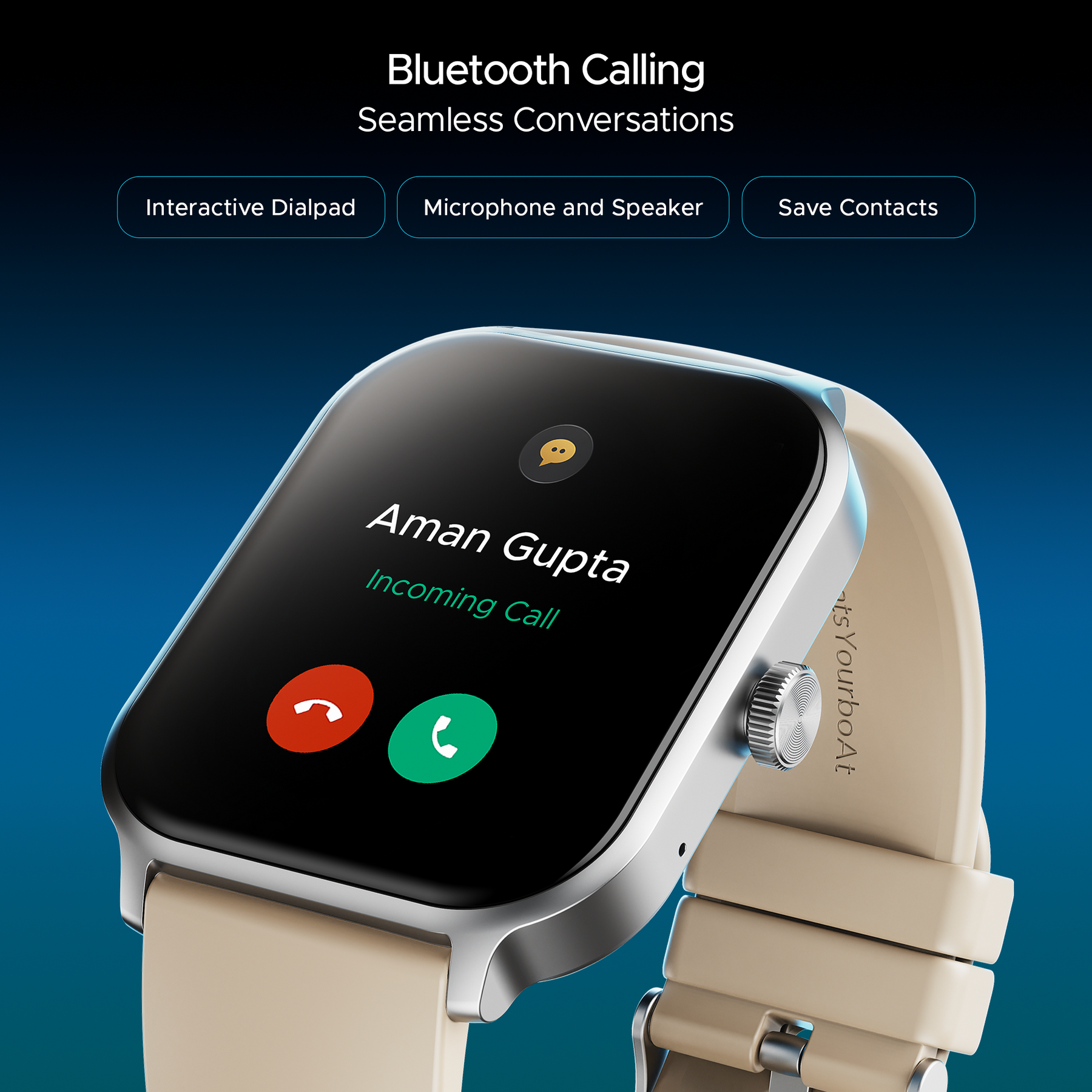 boAt Storm Call 3 Plus | Smartwatch with 1.96" HD Display, BT Calling, 700+ Activity Modes, SOS feature, Functional Crown