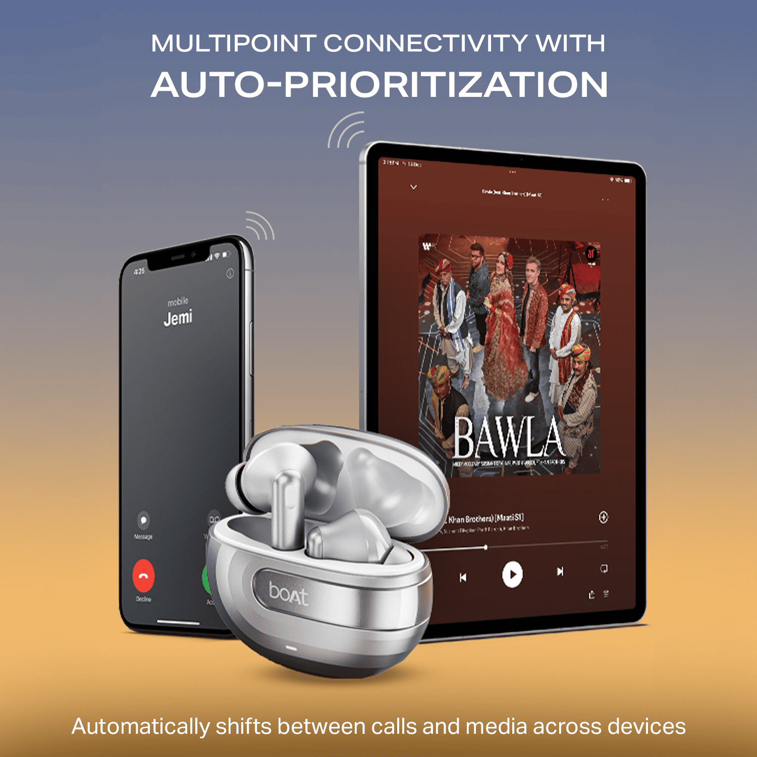 boAt Airdopes Prime 700 ANC | Wireless Earbuds with 50 Hours Playback, 48dB Hybrid ANC, 6 Mics & Multipoint Connectivity